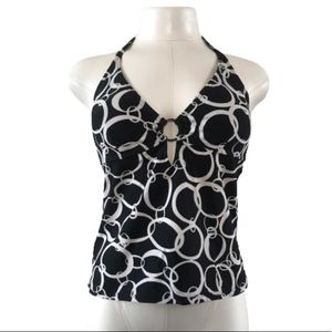 OCEAN DREAM Black & White Halter Neck Swim Top